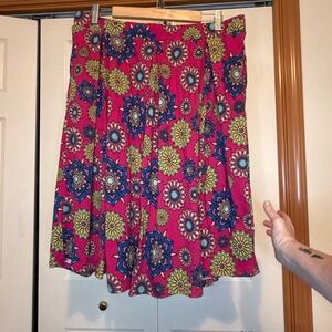 LuLaRoe Pink and Blue Floral A-Line Skirt - 2XL